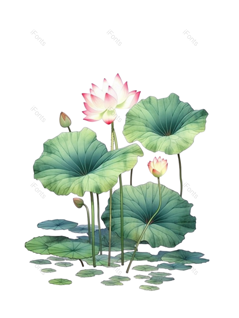 清新图片,荷花元素,夏天PNG,绘画免抠素材